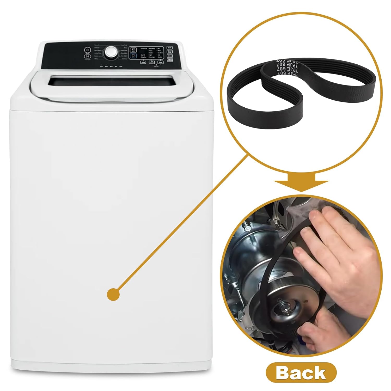Correa de arandela nueva 7PJE 607 7PJE607 para FRIGIDAIRE 5304516132 y para Insignia 12638000001161