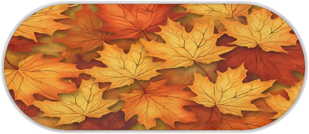 cfpolar Autumn Maple Leaf Pattern Bathroom Rugs Non-Slip Bath Rug Microfiber Bath Mat Absorbent Kitchen Mats and Rugs Machine Washable Oval Plush