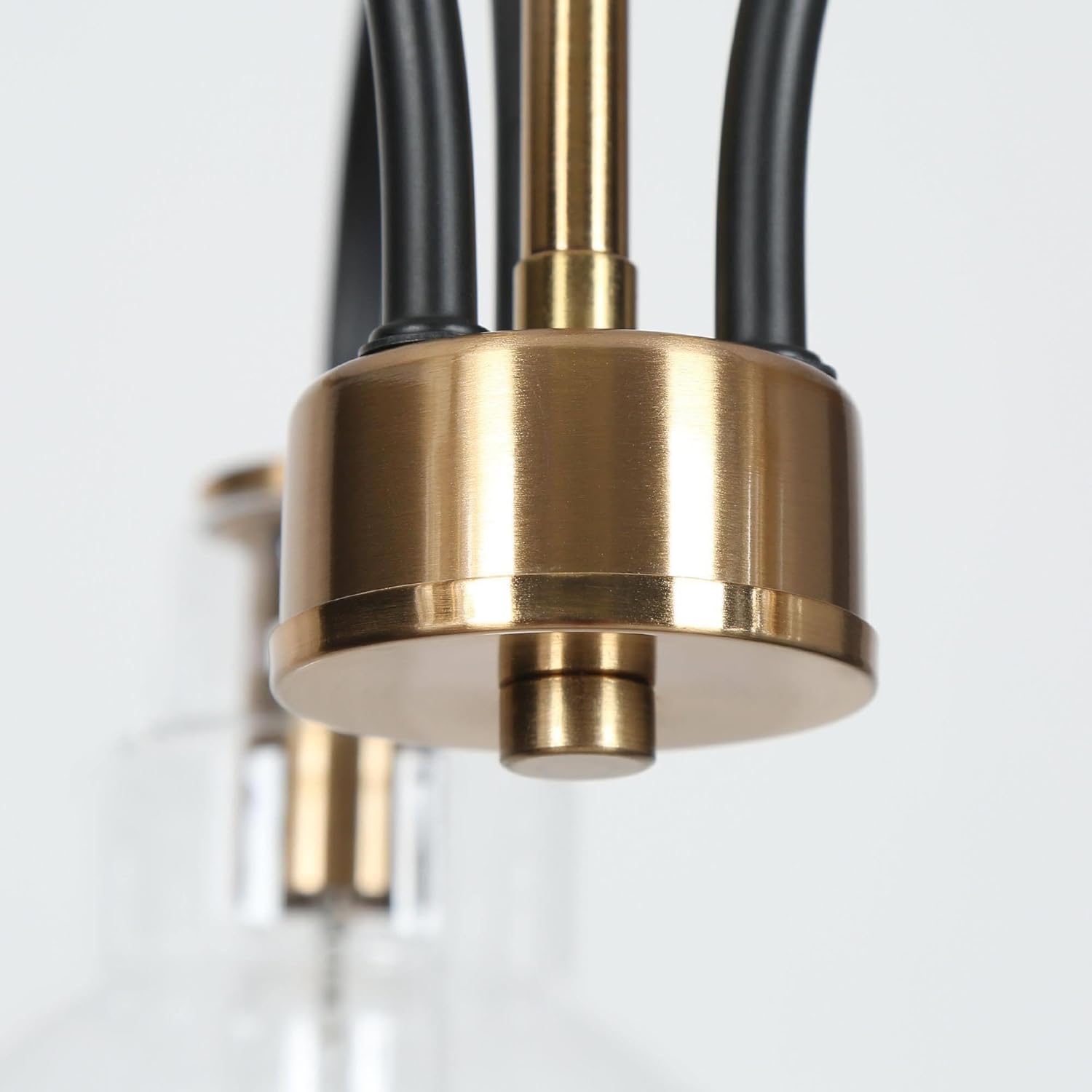 Candelabros negros y dorados, lámpara colgante moderna de mediados de siglo con pantallas de cristal, lámpara colgante de 3 luces para cocina,