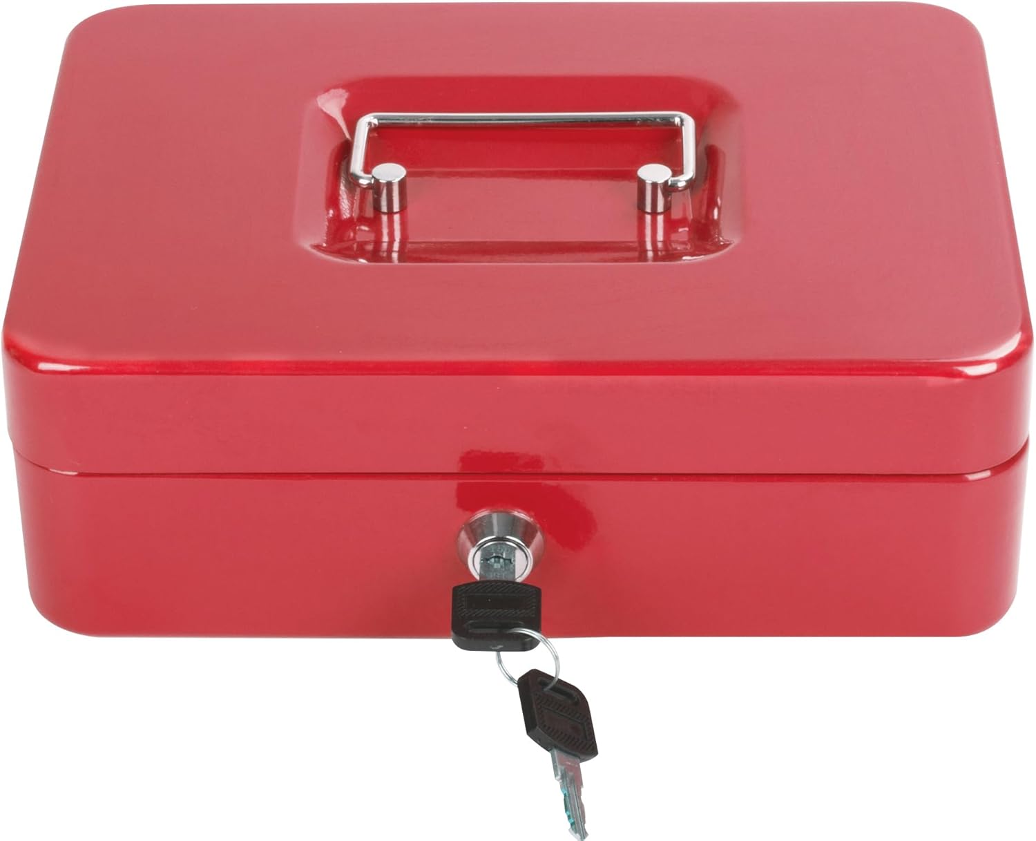 Sgorlds Caja de dinero grande con cerradura con bandeja extraíble para monedas, caja de dinero de metal segura portátil con cerradura de llave,