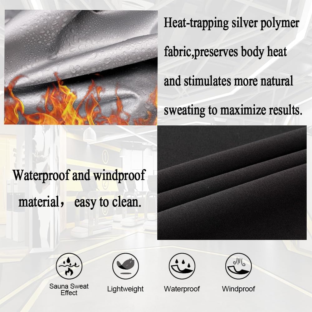 LAZAWG Sauna Jacket for Men Zipper Sweat Sauna Top Long Sleeve Suit Gym Workout Jacket