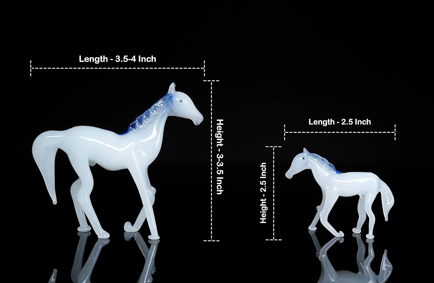 BEZAVO Figura de cristal de la familia de caballos, escultura de vidrio hecha a mano, figuras de animales de cristal de caballo, figuras de vidrio