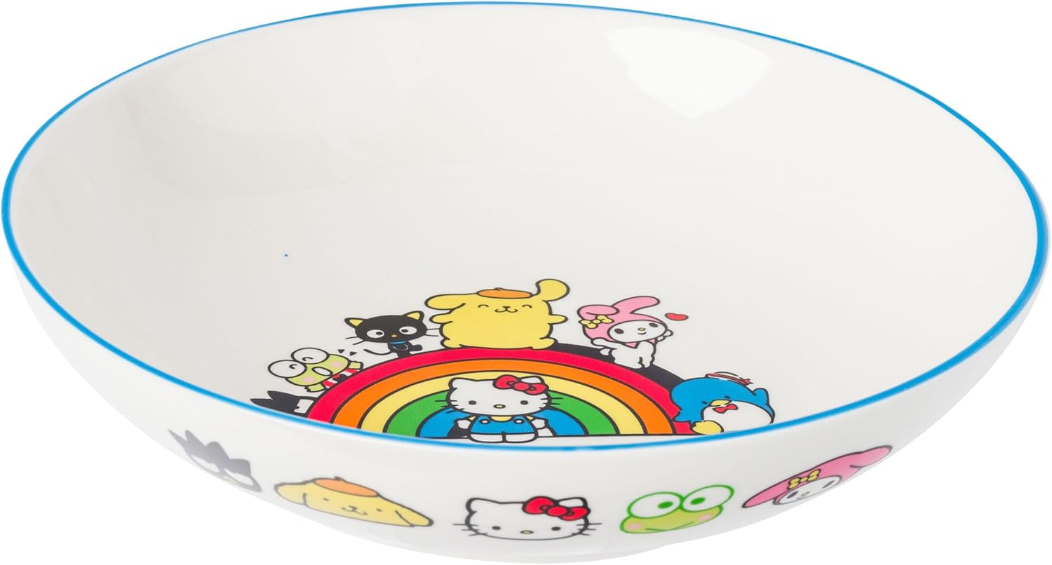 Silver Buffalo Sanrio Hello Kitty and Friends With Badtz-Maru, Pompompurin, Keroppi, My Melody, Tuxedo Sam y Chococat – Cuenco de cerámica para