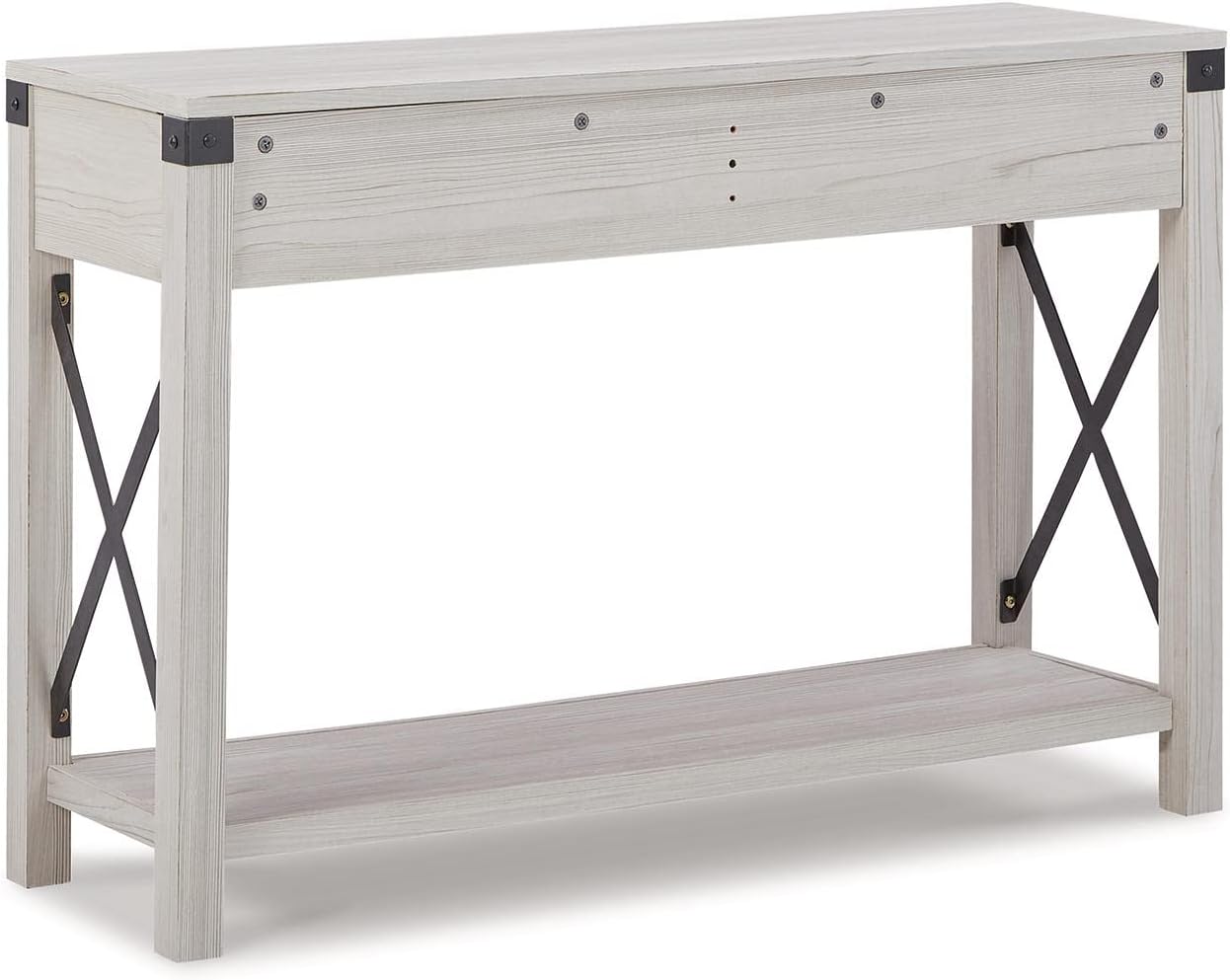 Signature Design by Ashley Bayflynn – Mesa de sofá moderna estilo granja, color blanco lavado