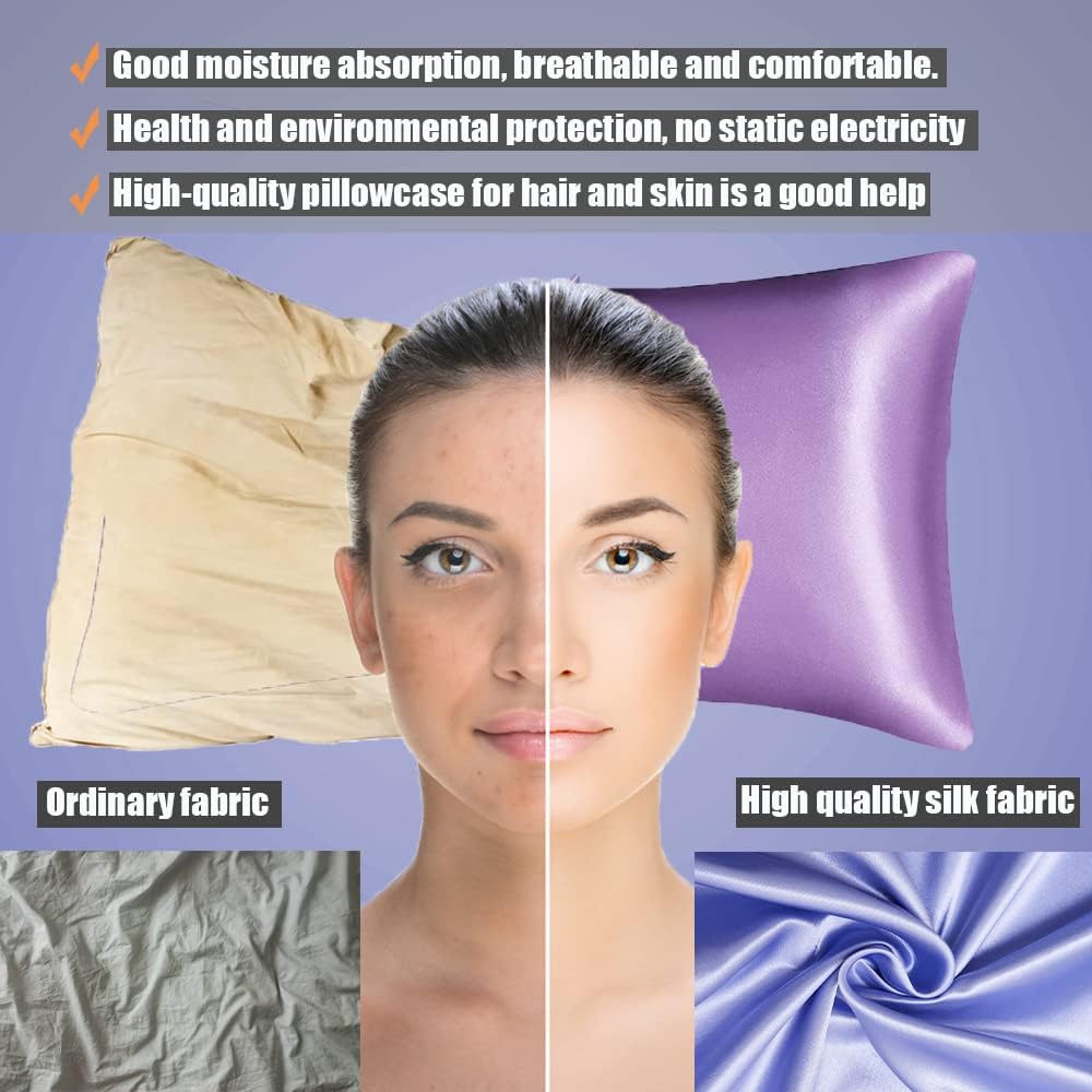 Funda de almohada para mujer, funda de almohada para cabello y piel, suave, transpirable, suave y refrescante para dormir, juego de 2 fundas de