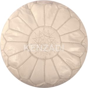 Funda para puf otomano de cuero genuino cosida a mano en Marrakech por artesanos marroquíes, reposapiés, sin relleno (blanco por blanco) Funda para puf otomano de cuero genuino cosida a mano en Marrakech por artesanos marroquíes, reposapiés, sin relleno (blanco por blanco)