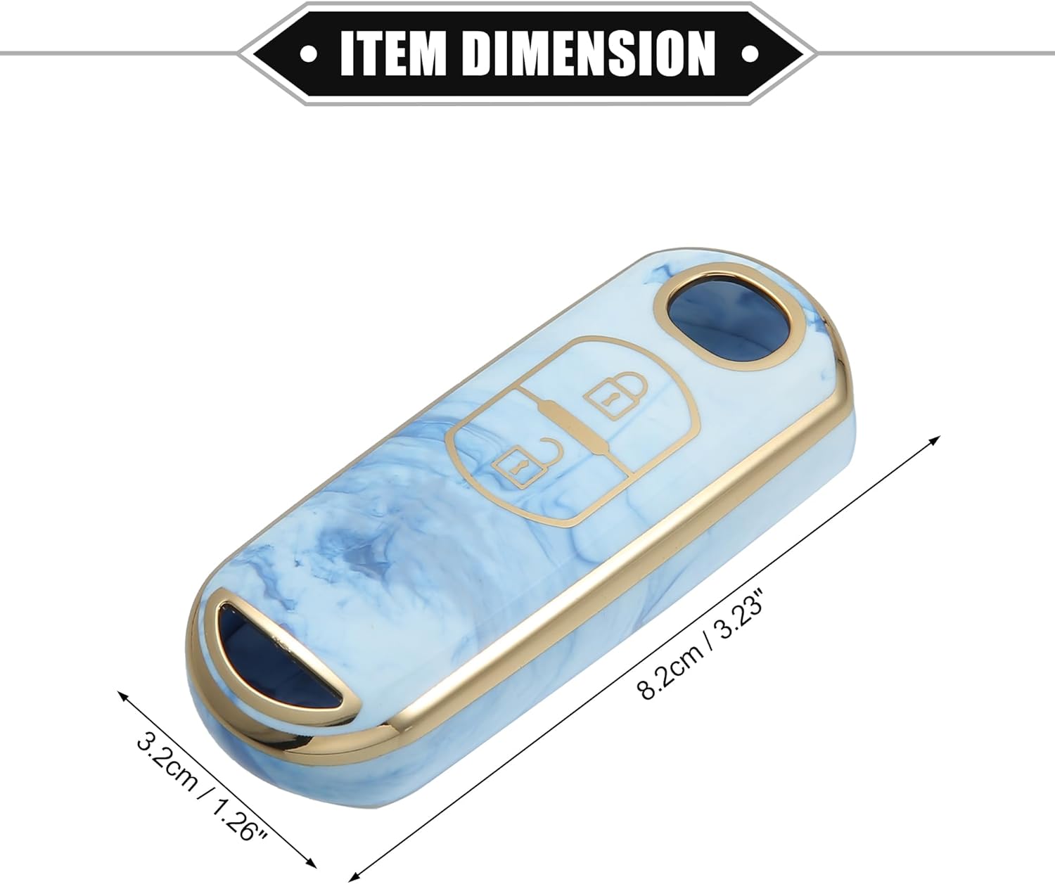 Funda para llavero compatible con Mazda CX-3 CX-4, patrón de porcelana de 2 botones, a la moda, suave, TPU azul, control remoto, sin llave, funda de