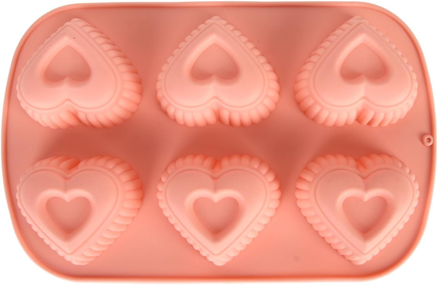 Molde es de silicona para reposteria en forma de corazón moldes de silicona con 6 agujeros en forma de corazón para pastel de chocolate, pudín hecho