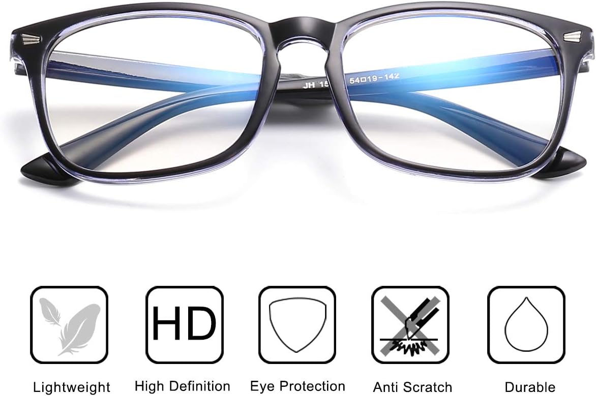 VEOFEMLEA Gafas cuadradas antiluz azul para protección ocular mejorada con bloqueo de luz azul para mujeres y hombres