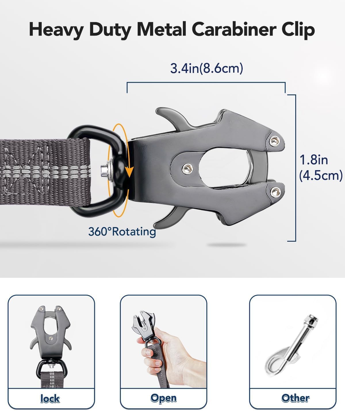 Joytale Correa táctica resistente para perro, 4-6 pies, con absorción de golpes, con 2 asas acolchadas, correa para perro sin tirones con clip de