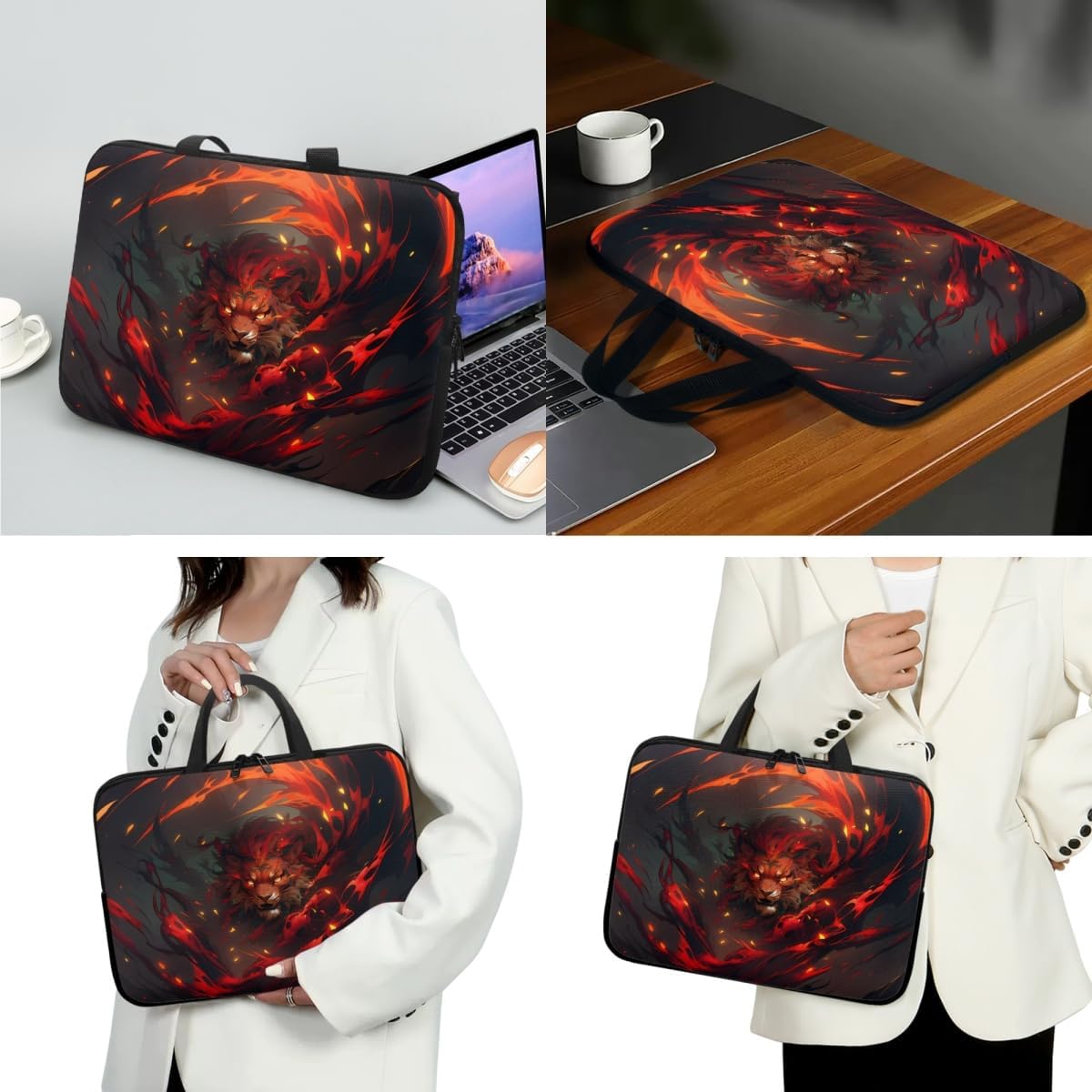 Funda para laptop con diseño de león de fuego para niños, estética, genial funda para Chromebook, 2 fundas de transporte para laptop, funda