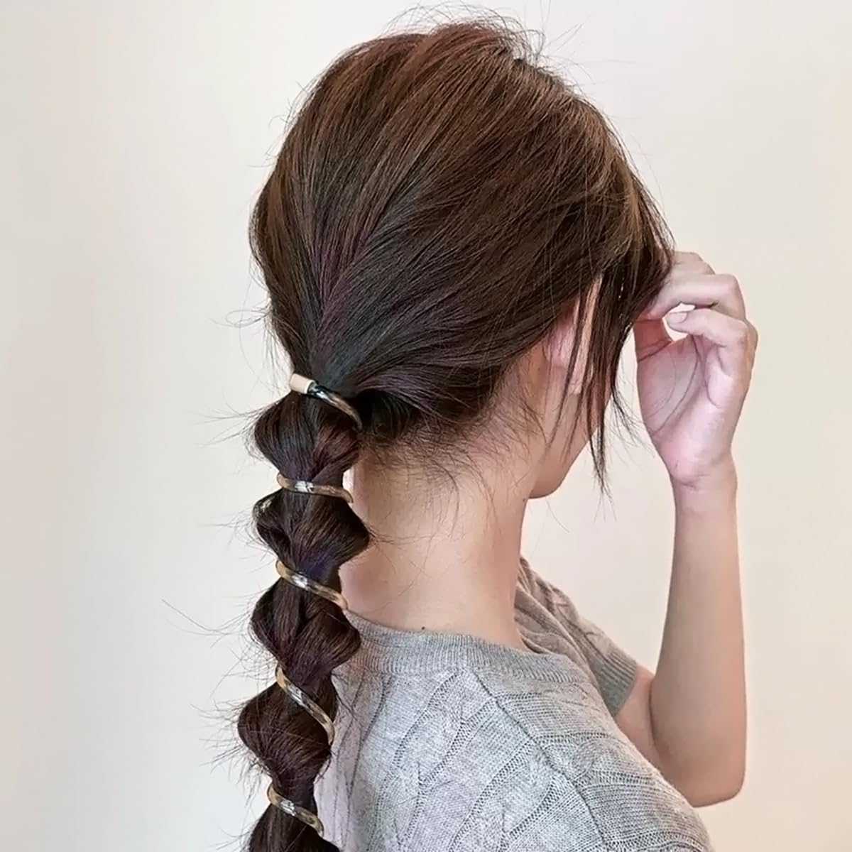 Banda de pelo en espiral trenzada, elegante cable de teléfono, bobinas para el cabello, sin arrugas, soportes para cola de caballo para mujeres y