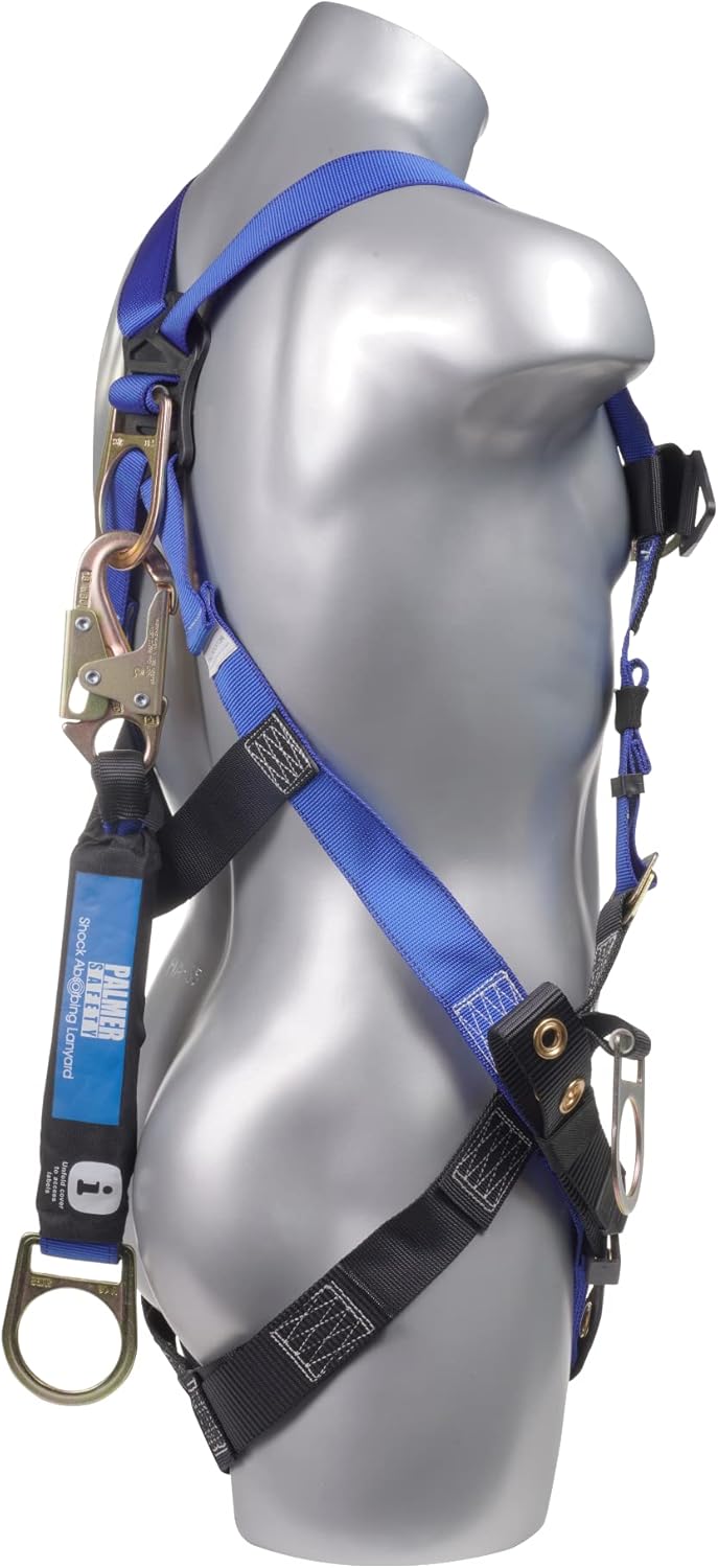 Palmer Safety Extensor de anillo en D de 18 pulgadas, protección contra caídas con gancho de presión de 34 pulgadas y anillo en D, extensión de