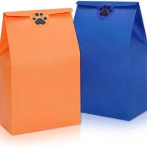 Whaline 24 bolsas de regalo de fiesta de color azul y naranja, bolsas de regalo de papel con calcomanías de pata de perro, bolsas de dulces para Whaline 24 bolsas de regalo de fiesta de color azul y naranja, bolsas de regalo de papel con calcomanías de pata de perro, bolsas de dulces para