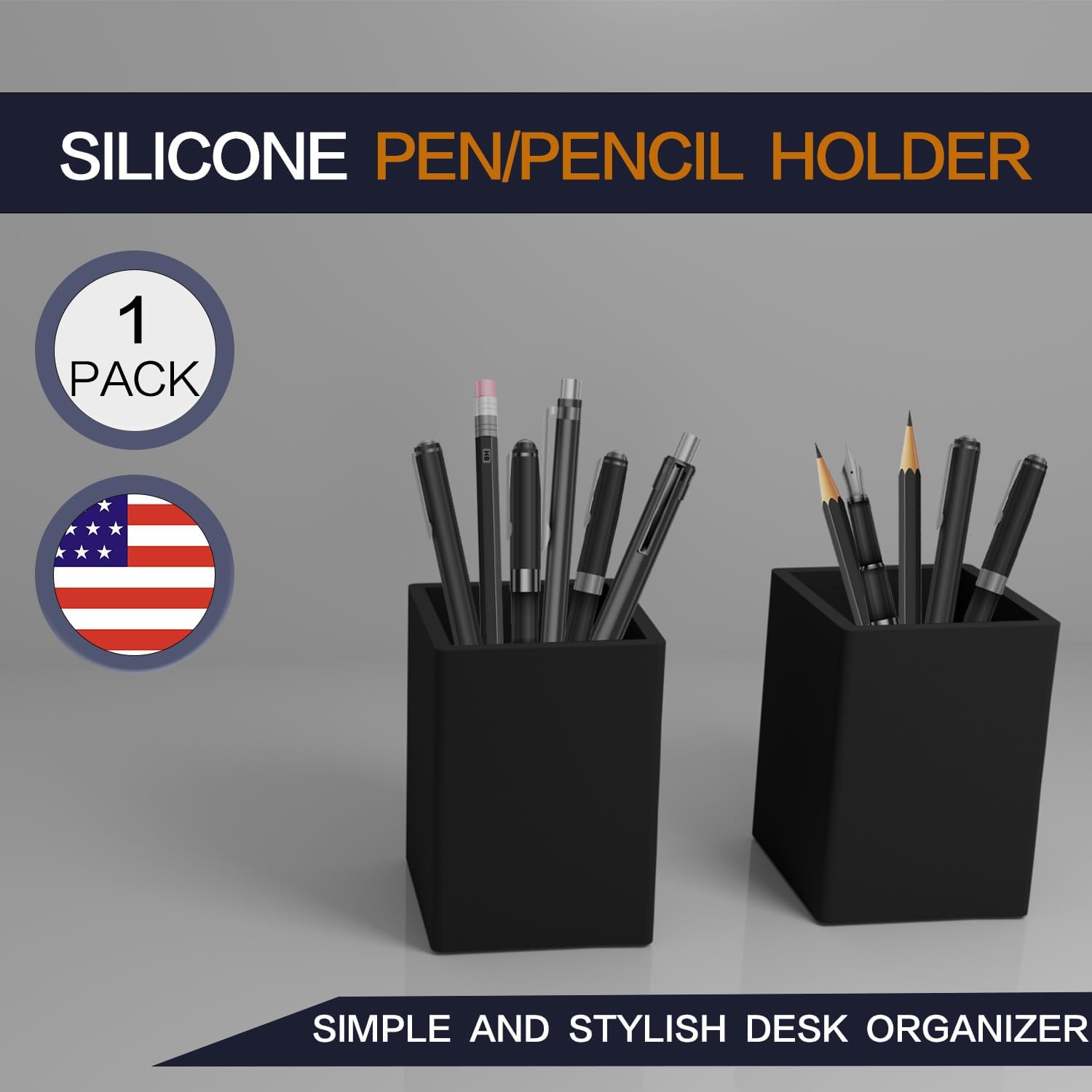 Soporte de silicona para bolígrafo y lápiz para escritorio, soporte de silicona de 0.197 in de grosor para mantener tu espacio de trabajo ordenado y