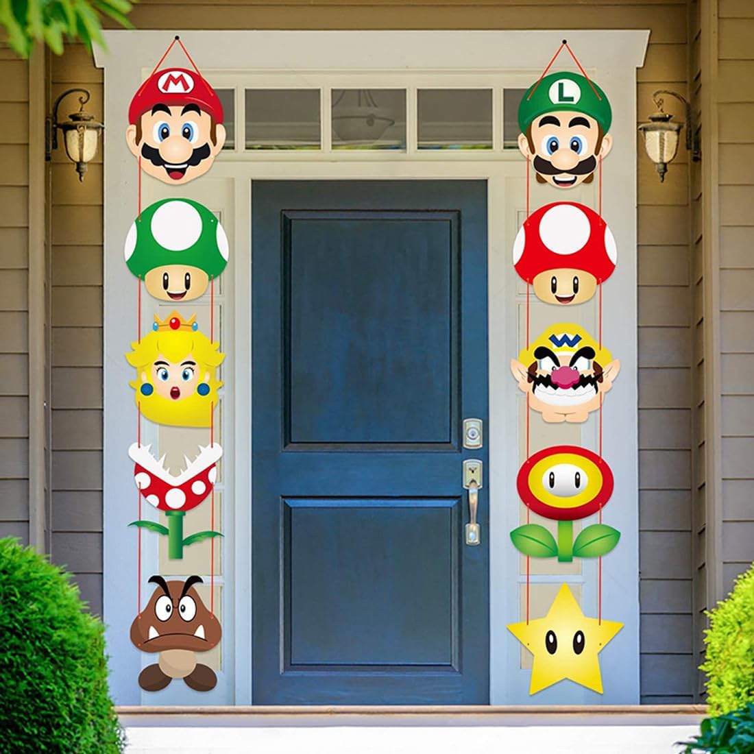 Letrero para puerta, decoración de fiesta de cumpleaños para colgar al aire libre, porche, juegos, decoración temática de videojuegos