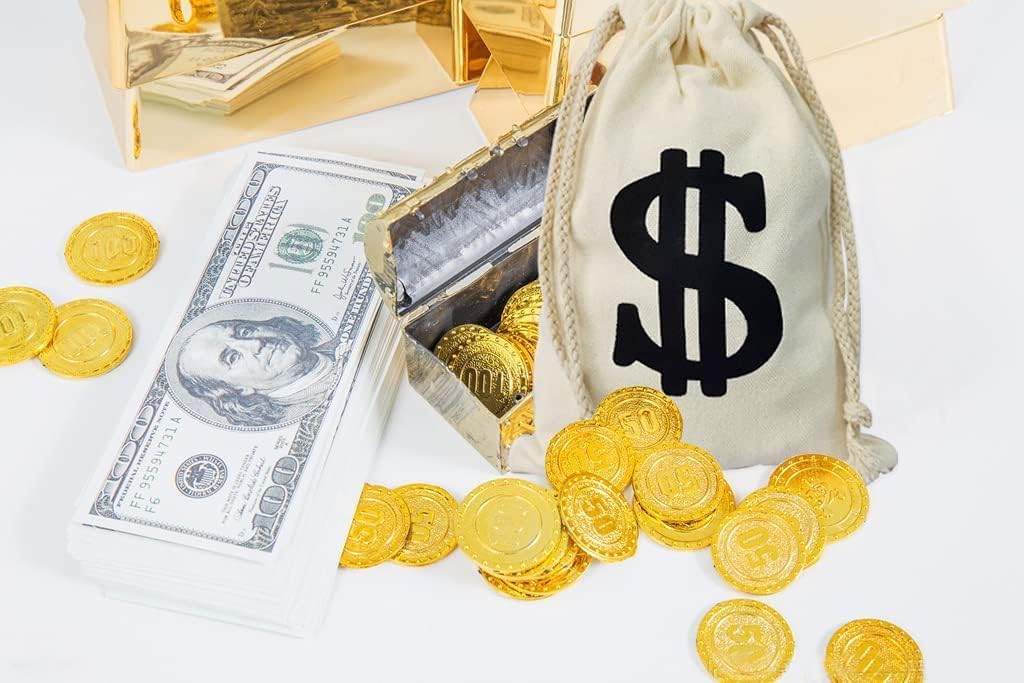 Grahoe Bolsa de dinero con cordón para dinero, bolsa de lona con símbolo de dólar para juguetes, fiesta temática de cosplay, bolsa de dinero,