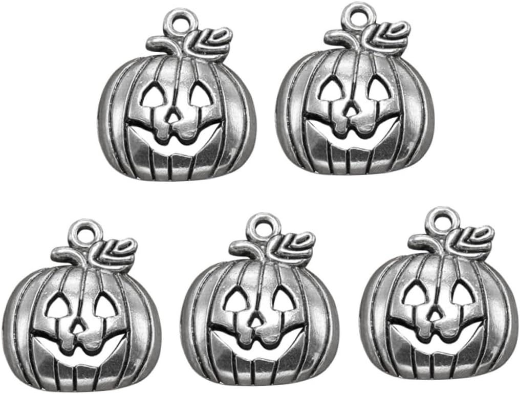 VILLCASE 100 dijes de bruja de Acción de Gracias, dijes de calabaza para collares, decoración retro, collar de bruja, aretes de Halloween, pulsera,