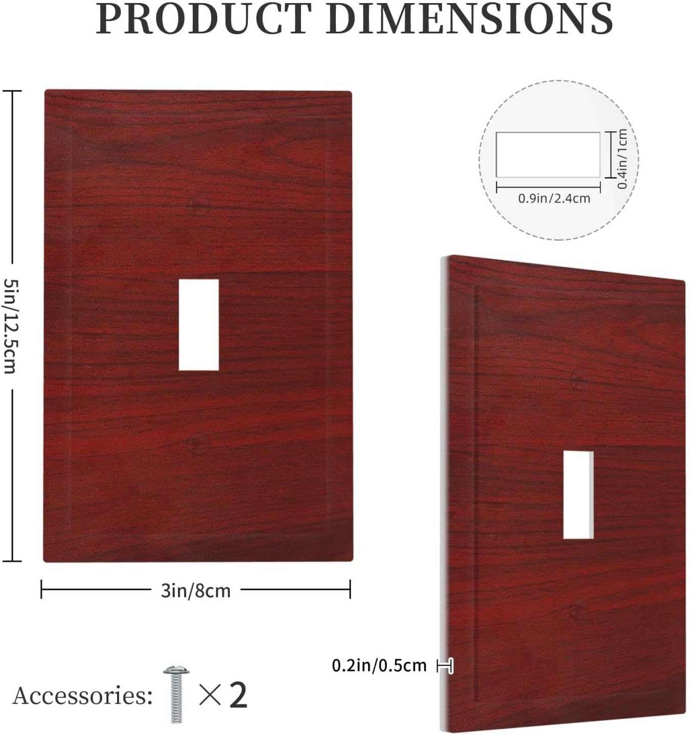 Prístine Farmhouse – Placa de interruptor de luz de 1 cuadrilla con impresión plana de madera color rojo y marrón para decoración de pared de una
