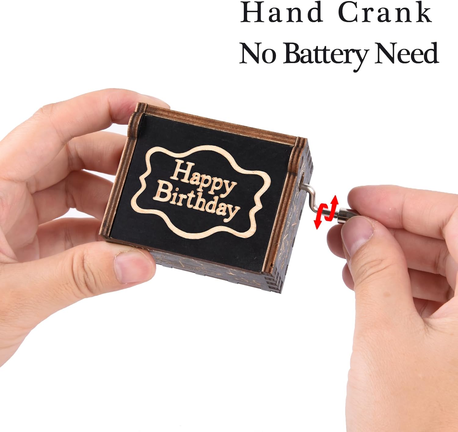 Happy Birthday Gifts Music Box,Wooden Hand Crank Engraved Musical Instrument with Melody, Happy Birthday Gift for MomDadDaughterSonWifeHusbandFriends