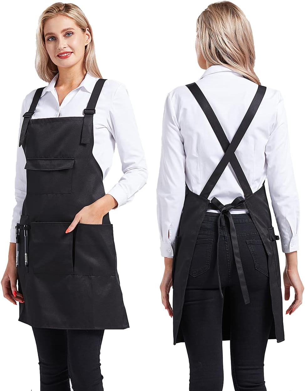 Nanxson Delantal ajustable para mujer, delantal de trabajo profesional con bolsillos para herramientas CF3010