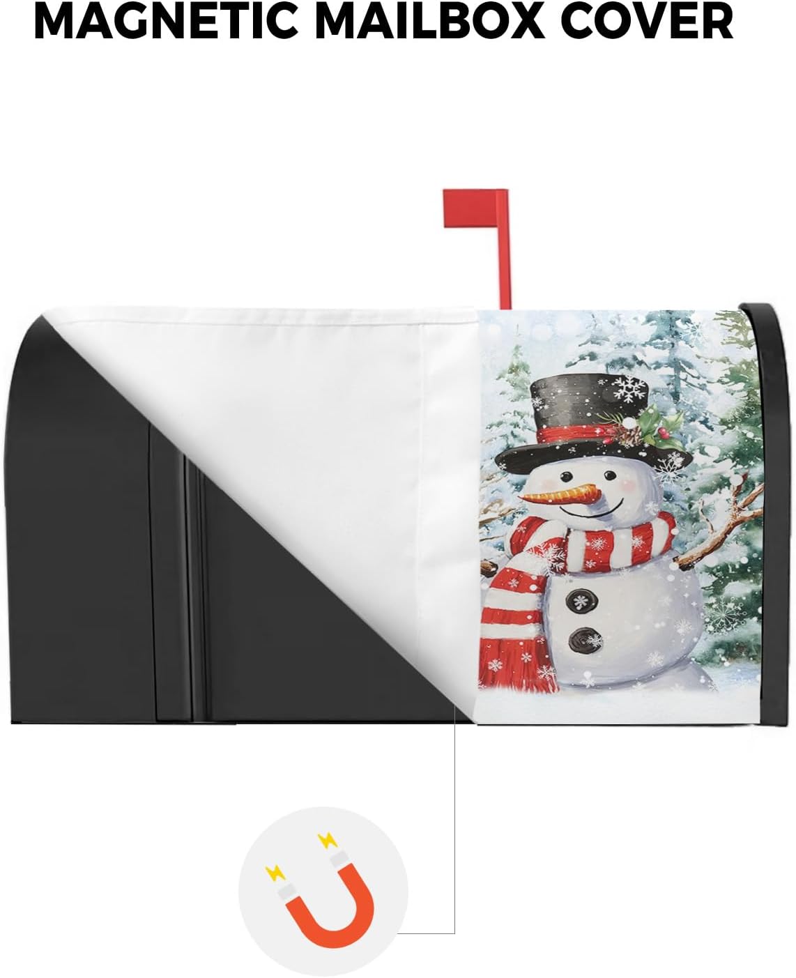 Funda magnética para buzón de buzón de muñeco de nieve, para invierno, árbol de Navidad, copos de nieve, para buzón, tamaño estándar, 18 x 21