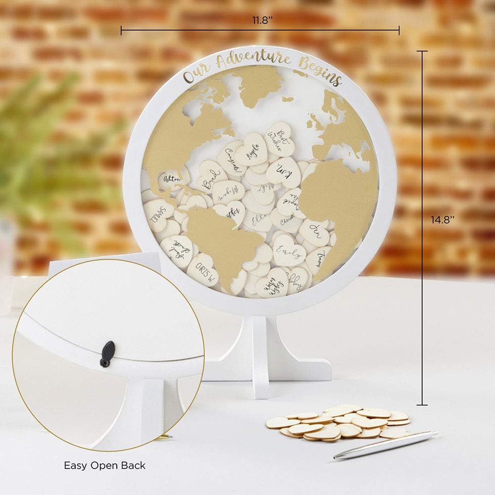 Kate Aspen Libro de invitados de boda alternativo – Our Adventure Begins Globe Frame Recuerdo (22101NA), negro