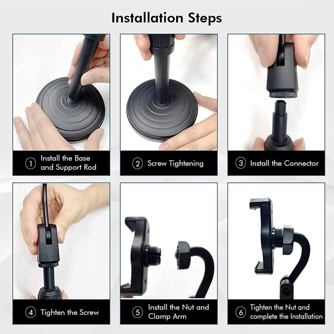 Soporte de teléfono para teléfono celular ajustable en ángulo de altura para escritorio compatible con todos los teléfonos inteligentes (negro)
