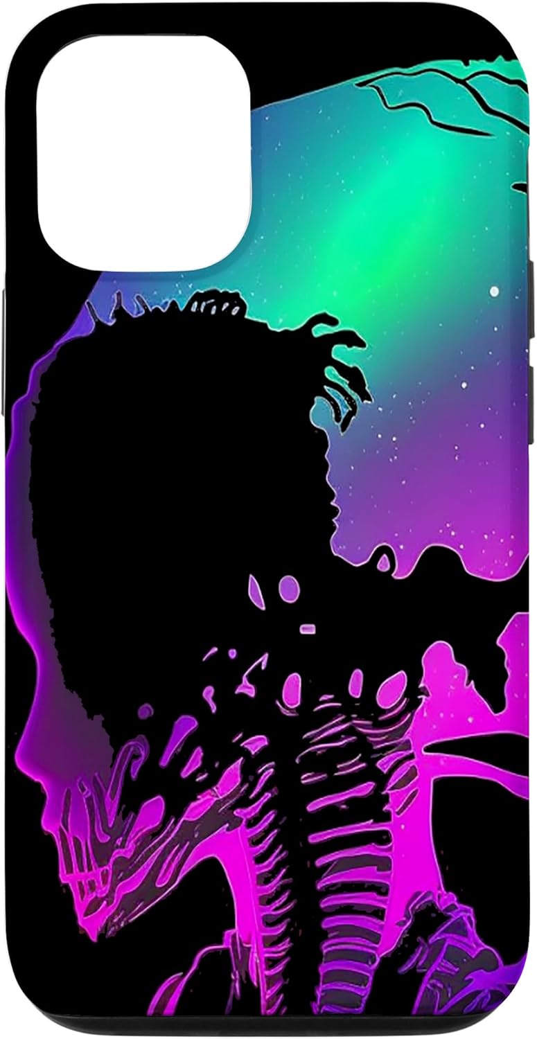 iPhone 1212 Pro Trippy Vaporwave Alien Head Skull Dripping Paint UFO Art Case
