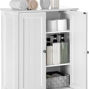 Armario de baño pequeño armario de almacenamiento de 2 puertas, muebles independientes con estante ajustable, almacenamiento de toallas de baño para Armario de baño pequeño armario de almacenamiento de 2 puertas, muebles independientes con estante ajustable, almacenamiento de toallas de baño para