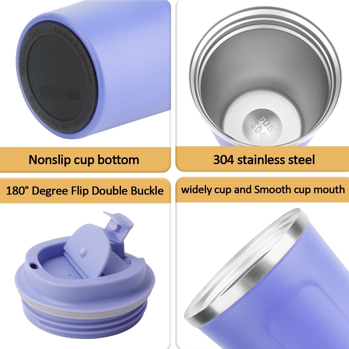 Vaso térmico de acero inoxidable de 12 onzas con aislamiento al vacío, taza de viaje a prueba de derrames con tapa, térmica para mantener el calor o