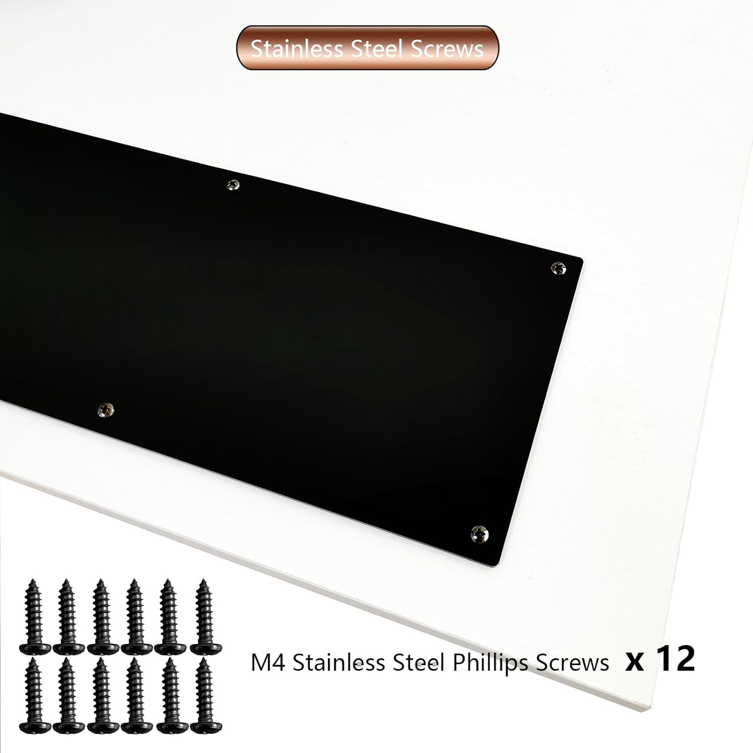 GALOFAY Placa de puerta de 10 x 34 pulgadas, protector de placas decorativas de acrílico negro mate para puertas delanteras de 36 pulgadas, grosor