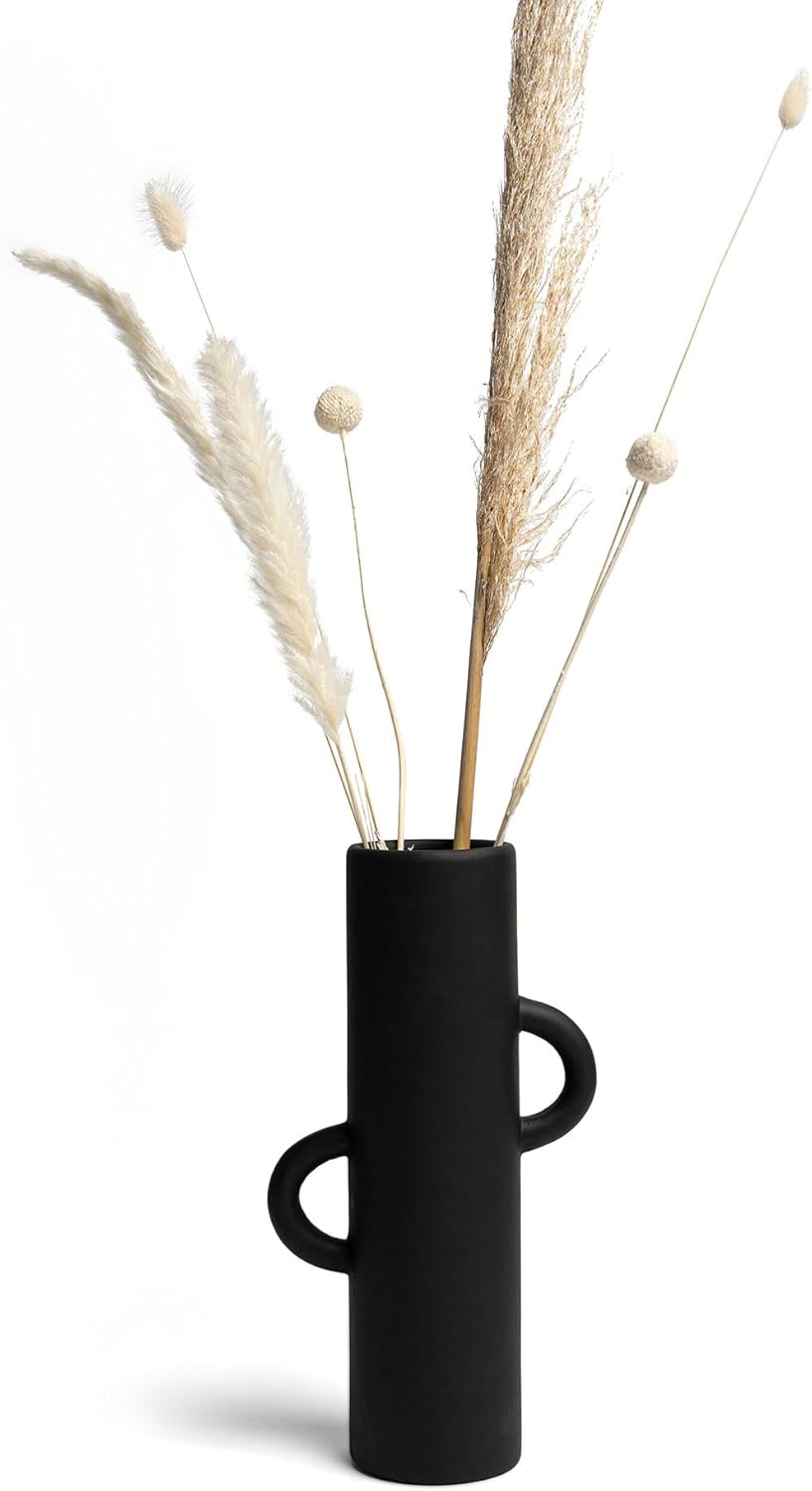 Villa Moda Ari – Jarrón decorativo moderno abstracto en forma de tubo, color negro