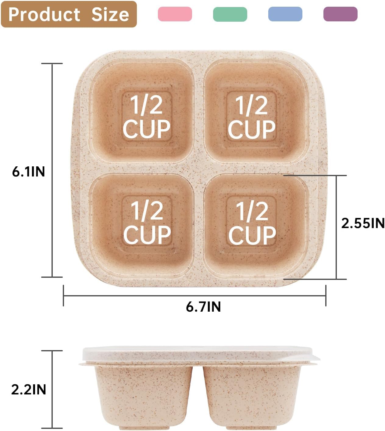 Paquete de 5 loncheras Bento, recipientes de aperitivos de 4 compartimentos, caja de aperitivos Bento dividida, preparación de comidas, lonchera