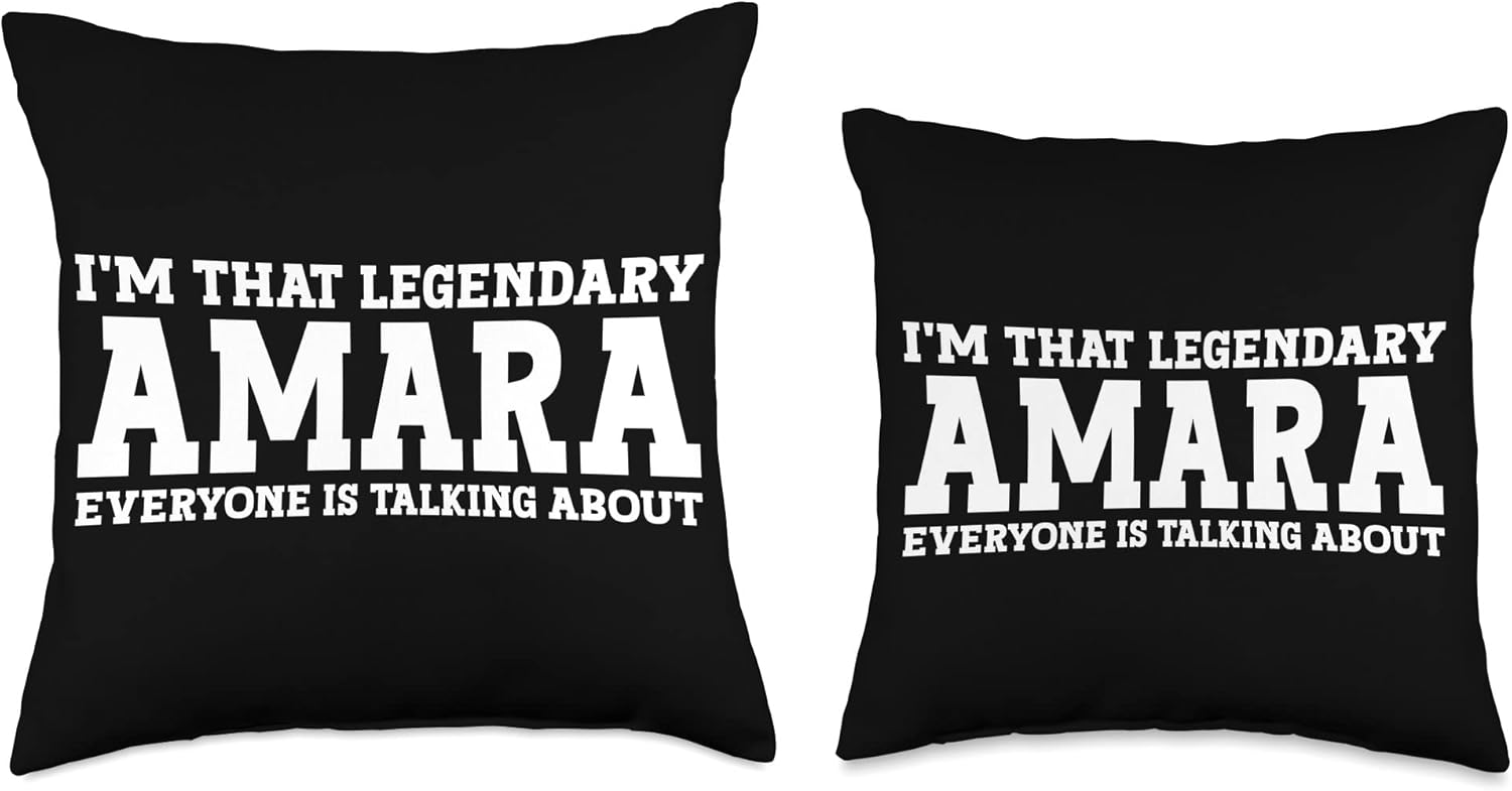 Personal Name – Almohada divertida Amara para mujer y niña, 16 x 16 pulgadas, multicolor