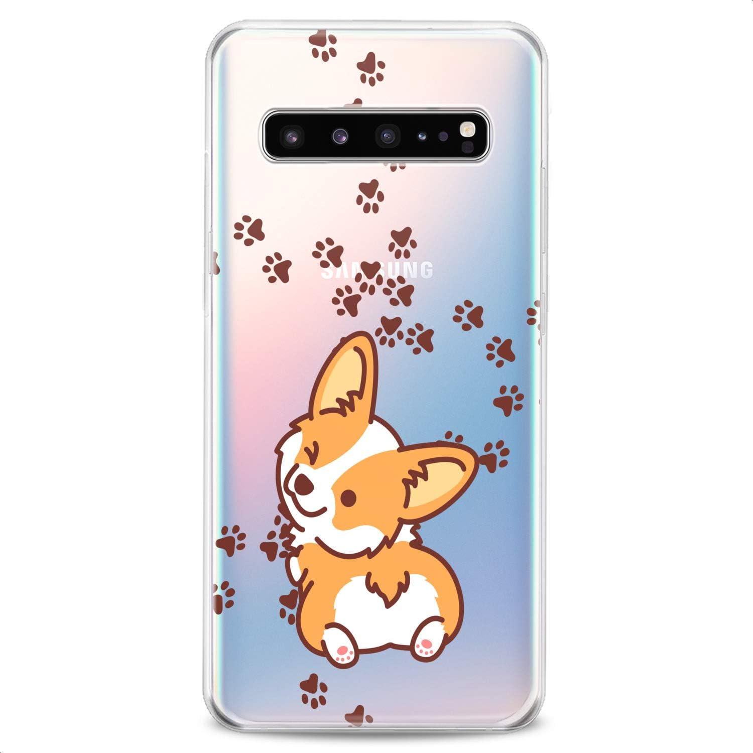 Funda compatible con Samsung S23 S22 Plus S21 FE Ultra S20+ S10 Note 20 5G S10e S9 Design Corgi Kawaii Cute Funny Animals Teen Print Dog Puppy Wink