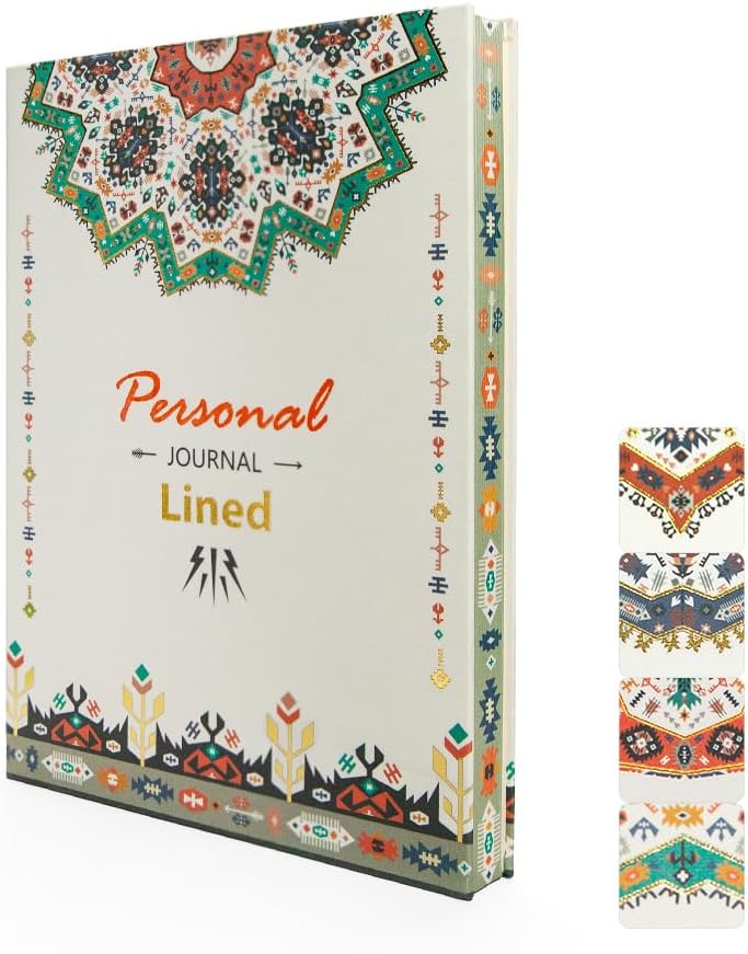 Diario personal para mujeres y hombres, cuaderno con borde impreso bohemio, de tapa dura, con rayas, de papel grueso, para artista, plano de 0.315