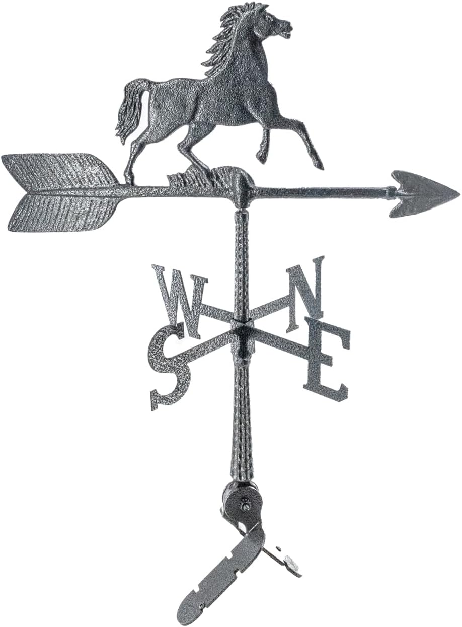 Veleta de caballo de aluminio de 24  – Veleta al aire libre con adorno – Decoración de techo de metal – Montaje incluido (4 a elegir) – Veleta de