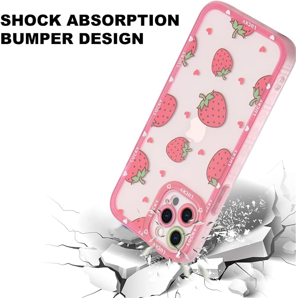 MZELQ – Funda compatible con iPhone 12 Pro, funda para iPhone 12 Pro de suave poliuretano termoplástico con bonito diseño de fresas rojas para niñas