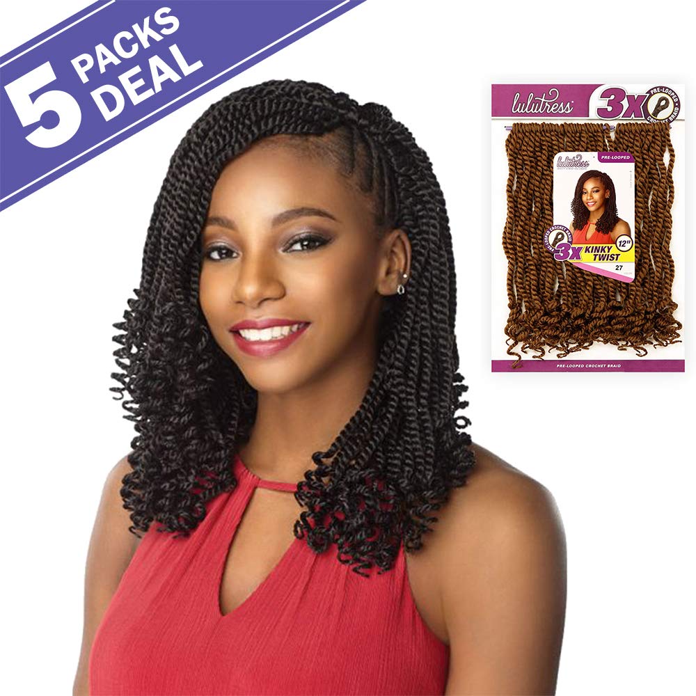 Sensationnel – Trenzas de ganchillo de pelo sintético Sensationnel Lulutress 3X Kinky Twist de 12 pulgadas (paquete de 5, 2)