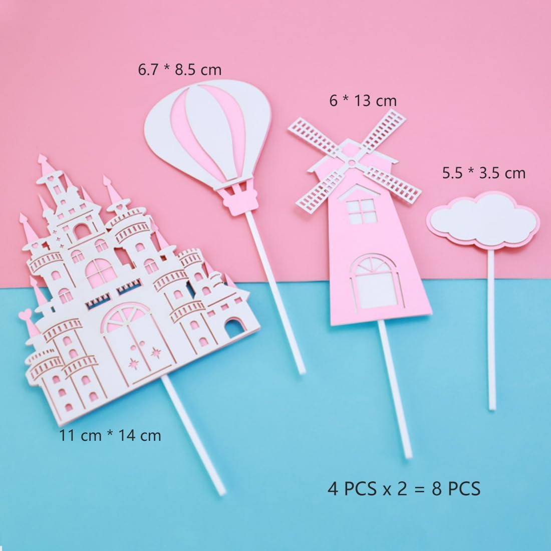 10 figuras de princesa para niña, castillo, decoración de princesa, decoración de pastel de dibujos animados, rosa, decoración de fiesta de feliz