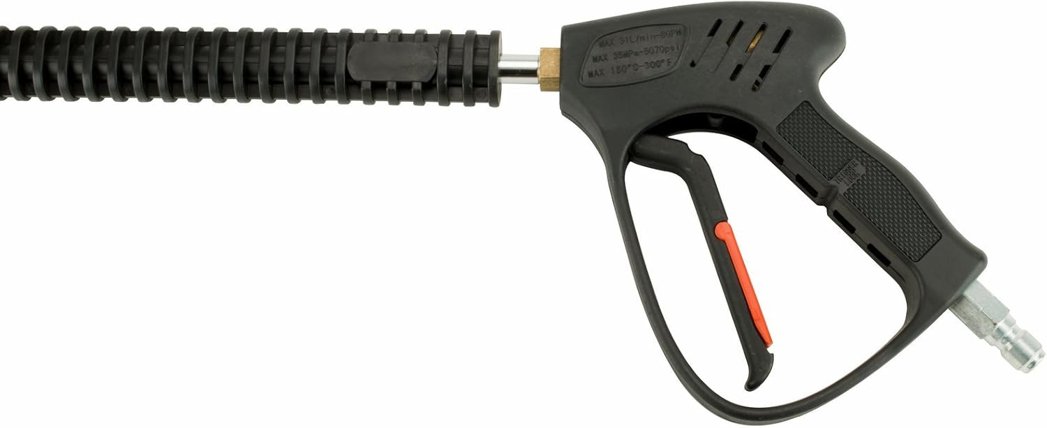 Erie Tools Pistola de lavado a presión de 5000 PSI 8 GPM y varita de 12 pulgadas de grado de agua caliente de 300  F con bloqueo de gatillo de 38