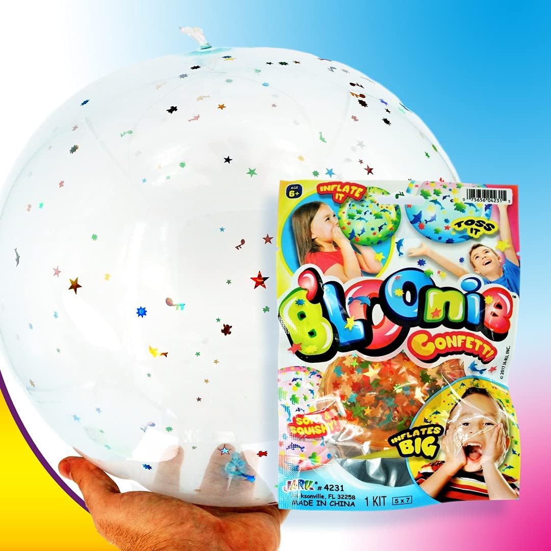 JA-RU Globos inflables de confeti (1 bola de confeti) Burbuja rellena de purpurina de confeti transparente para niños y adultos. Juguete de verano