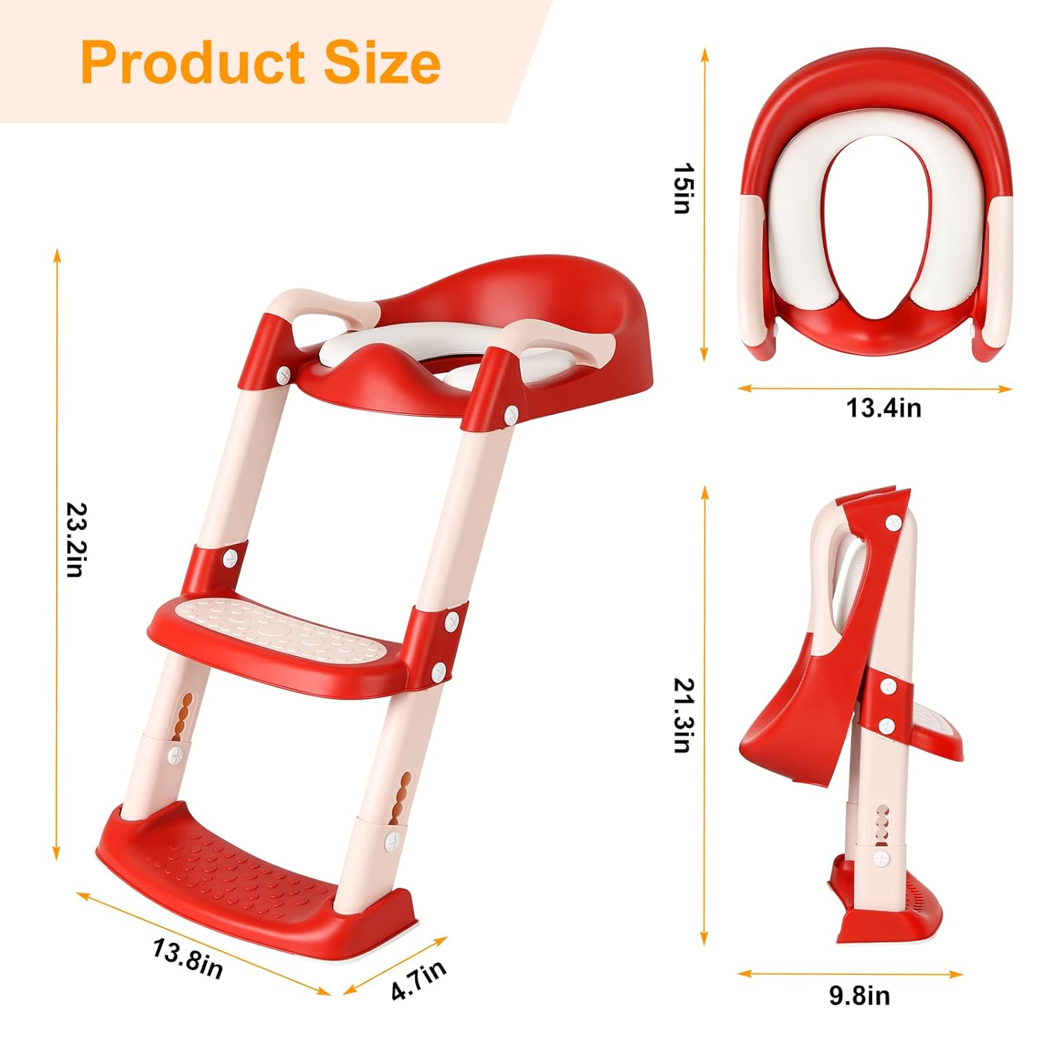 Asiento de inodoro de entrenamiento para ir al baño con escalera, inodoro de entrenamiento para ir al baño para niños y niñas, altura ajustable,