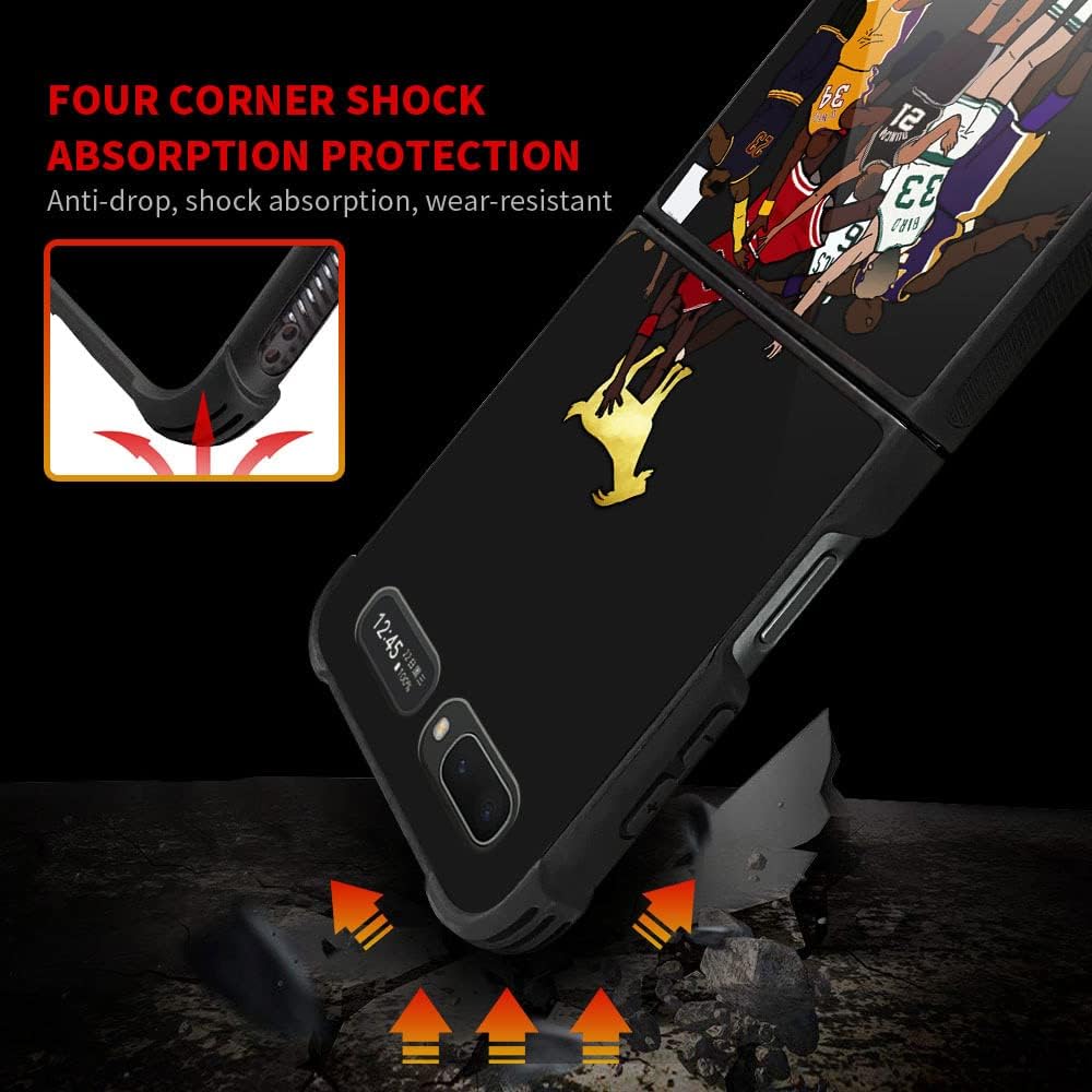 ANLUN STORE Funda compatible con Galaxy Z Flip 5G, Jugador de baloncesto 35 Galaxy Z Flip 5G para niños y hombres, TPU suave, antiarañazos, a prueba