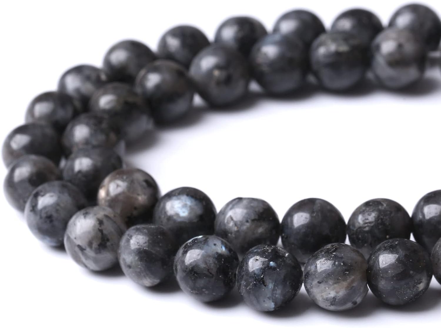 45 cuentas de labradorita negra natural de 0.315 pulgadas (0.315 in), cuentas redondas sueltas de piedra para fabricación de joyas, piedra