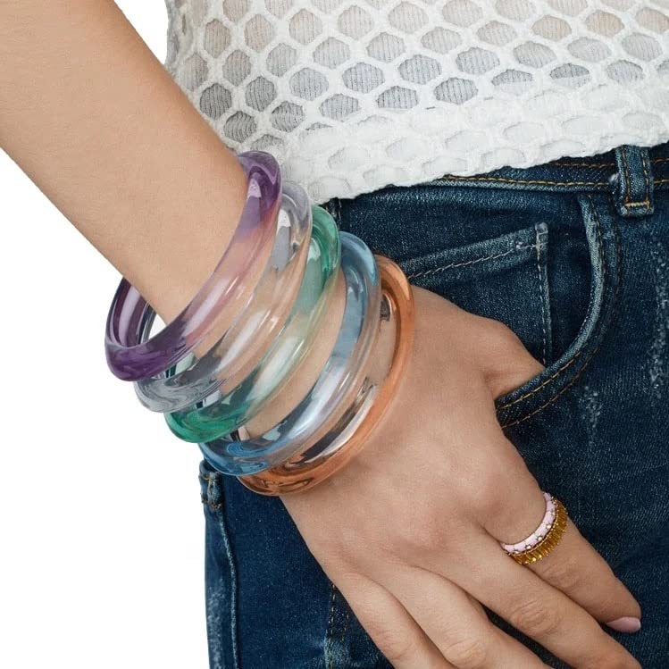 Resin Bangle – Acrylic Bracelet – Transparent With A Hint of Color (Purple)