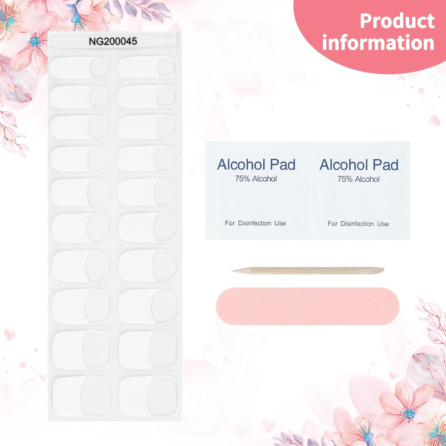 Tiras de uñas de gel semicuradas, puntas de uñas francesas, 20 piezas de calcomanías de uñas de gel con purpurina plateada, funcionan con lámpara de