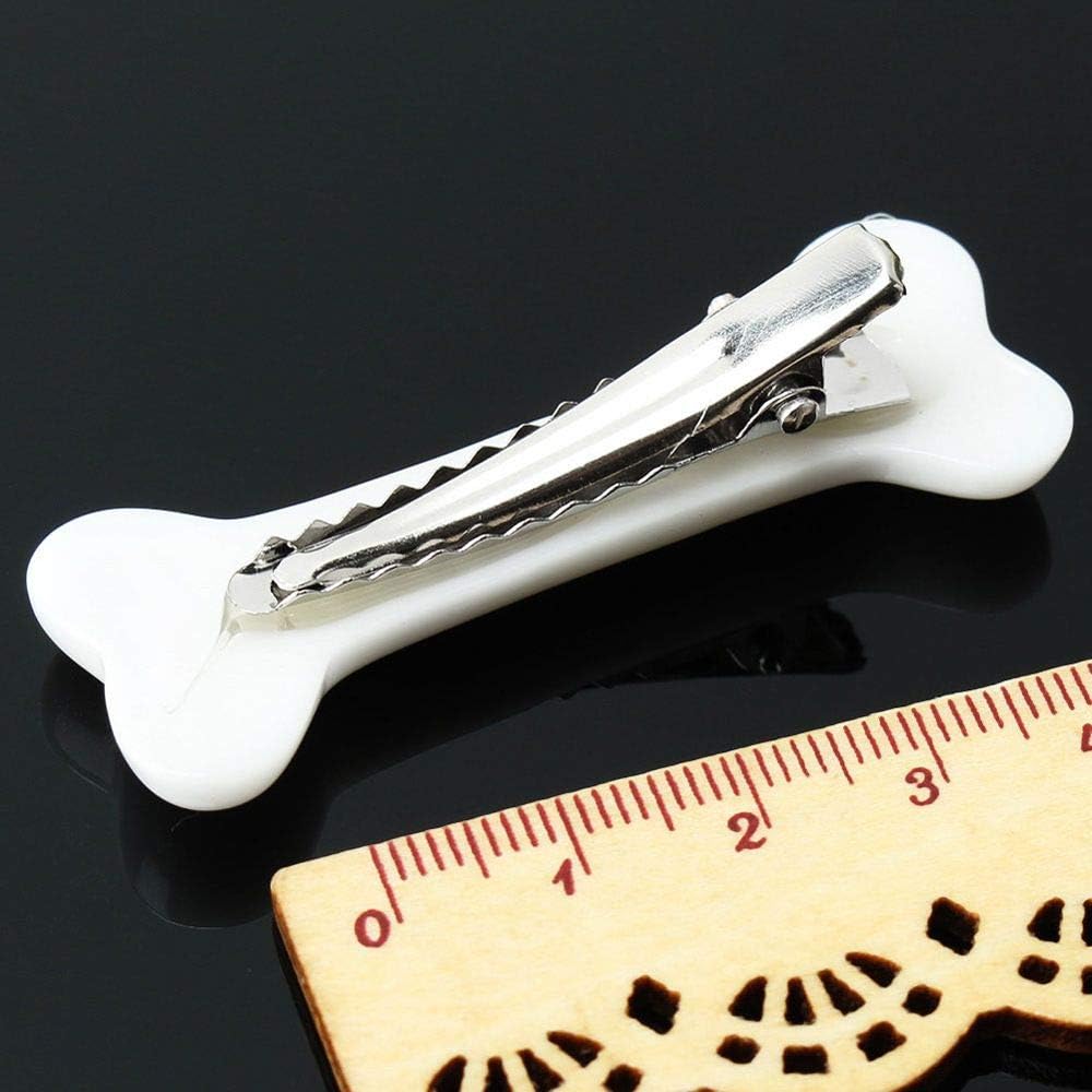 2 pinzas para el pelo de hueso de perro blanco, horquillas para el cabello, con personalidad punk, para mujer, encantadora, diseño de decoración,