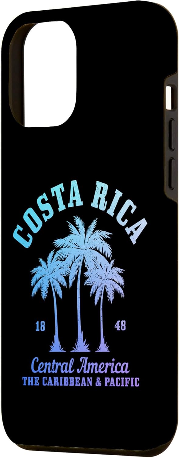 iPhone 14 Pro Max Costa Rica Souvenirs Vintage Palmeras Surf Beach Case